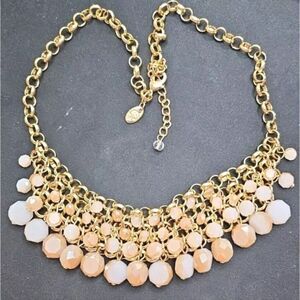 Charming Charlie Bib Glass Gold Tone Necklace